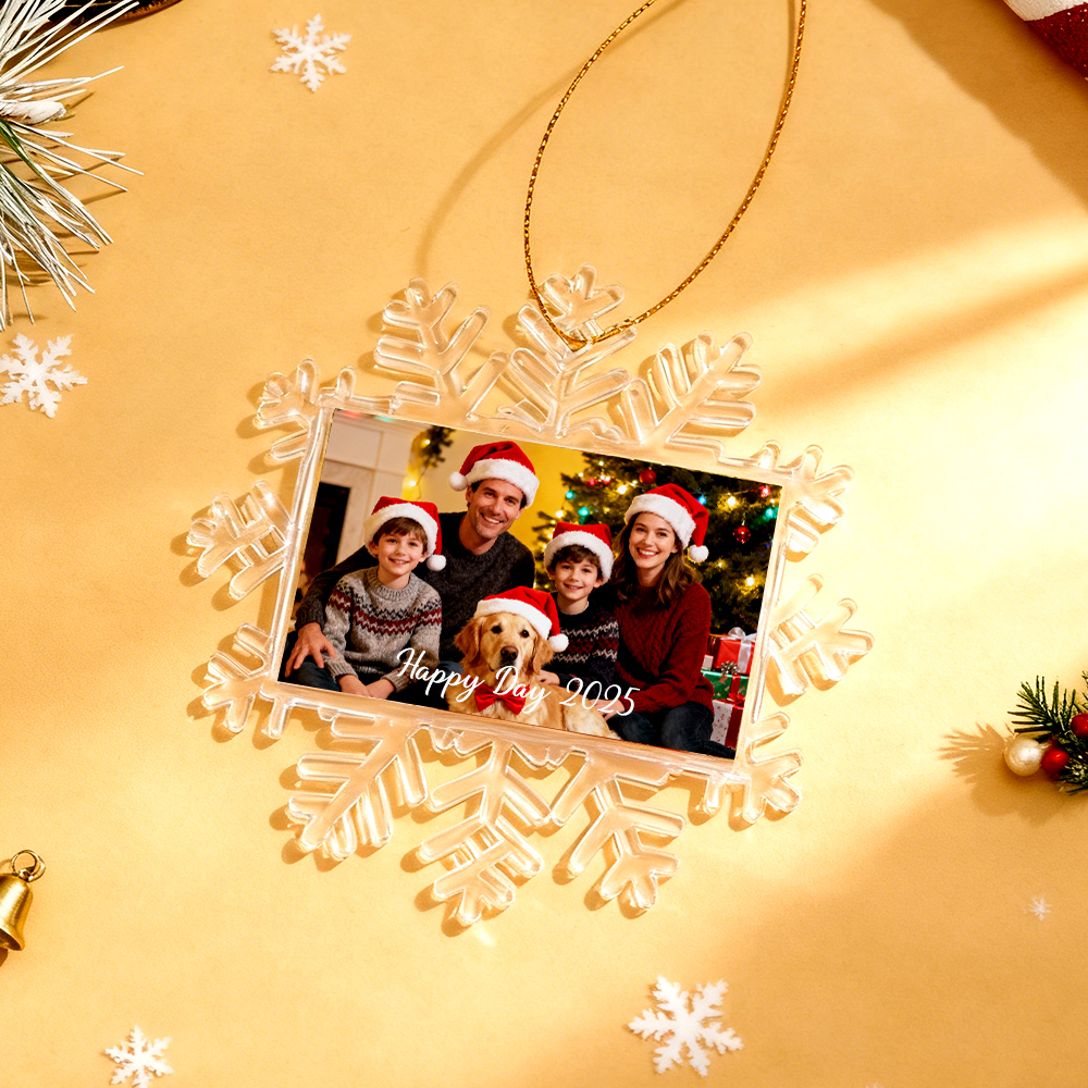 Christmas Gift Snowflake Photo Ornament Custom Photo Acrylic Ornament