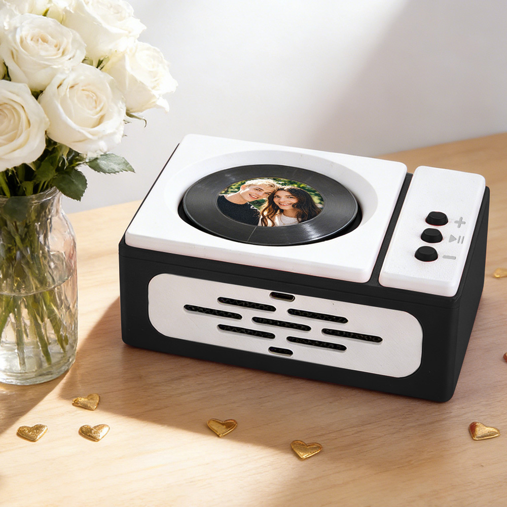 Personalized Mini Record Player with Custom Photo & Song - Unique Music Christmas Gift - PhotoMoonLamp