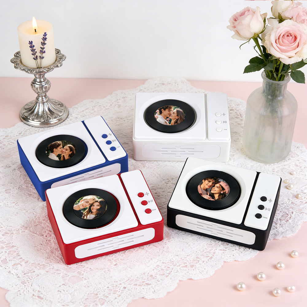 Personalized Mini Record Player with Custom Photo & Song - Unique Music Christmas Gift - PhotoMoonLamp