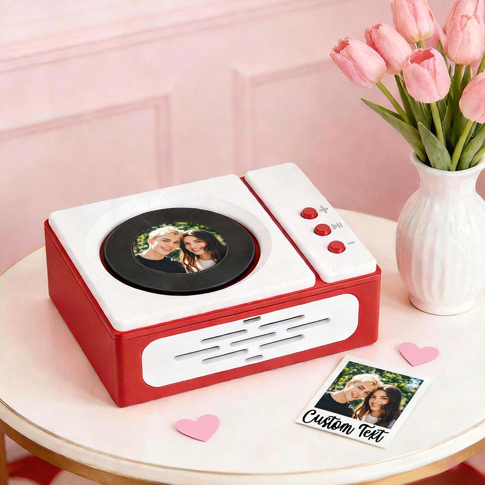 Personalized Mini Record Player with Custom Photo & Song - Unique Music Christmas Gift - PhotoMoonLamp