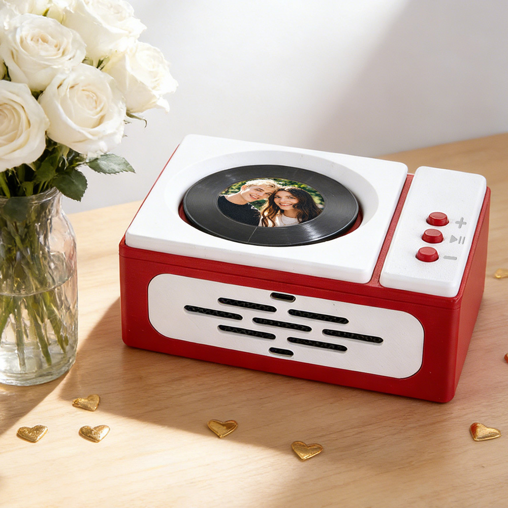 Personalized Mini Record Player with Custom Photo & Song - Unique Music Christmas Gift - PhotoMoonLamp