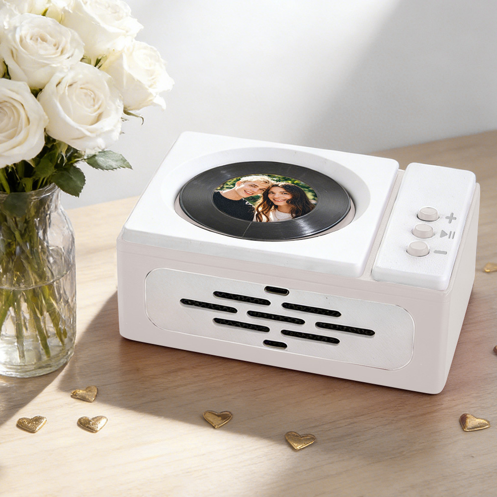 Personalized Mini Record Player with Custom Photo & Song - Unique Music Christmas Gift - PhotoMoonLamp