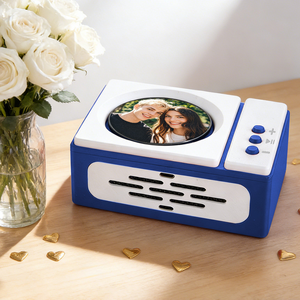 Personalized Mini Record Player with Custom Photo & Song - Unique Music Christmas Gift - PhotoMoonLamp