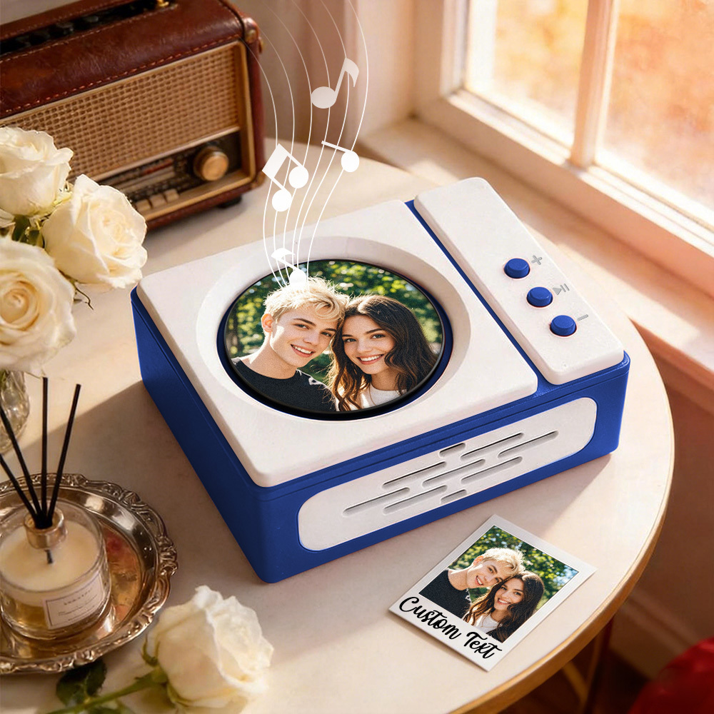 Personalized Mini Record Player with Custom Photo & Song - Unique Music Christmas Gift - PhotoMoonLamp
