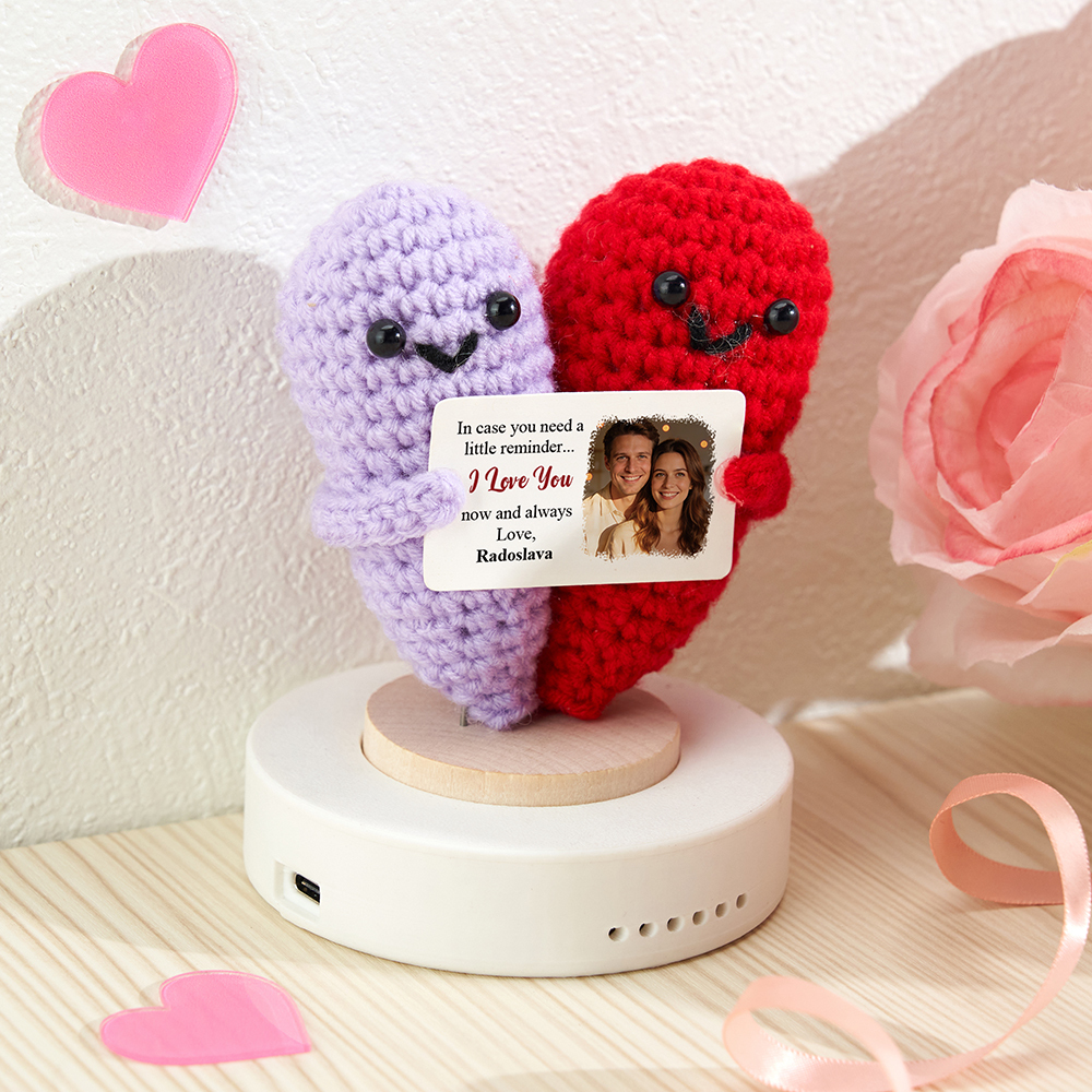 Custom Photo In Case You Need A Little Reminder - Personalized Doll Crochet With Custom Card - PhotoMoonLamp