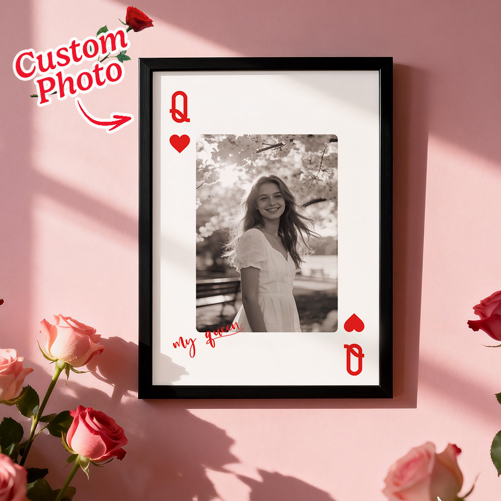 Custom King & Queen Playing Card Photo Frame Custom Photo Memory Decor Valentine’s Day Gift