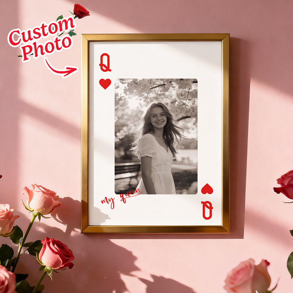 Custom King & Queen Playing Card Photo Frame Custom Photo Memory Decor Valentine’s Day Gift