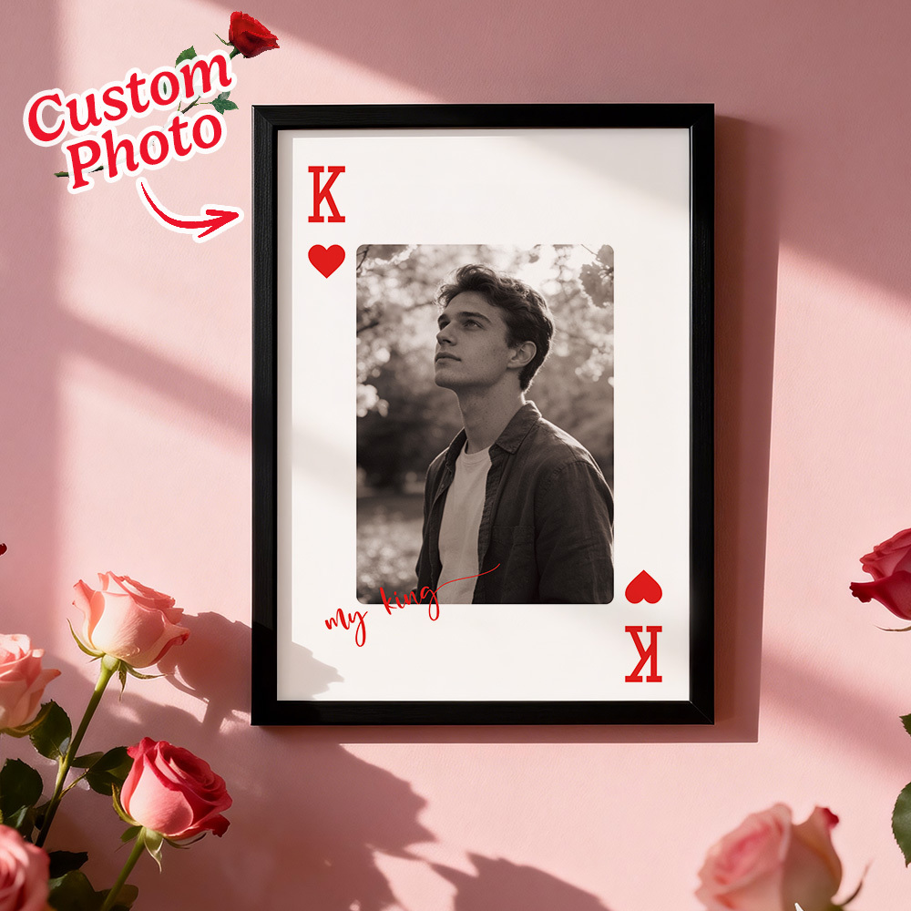 Custom King & Queen Playing Card Photo Frame Custom Photo Memory Decor Valentine’s Day Gift