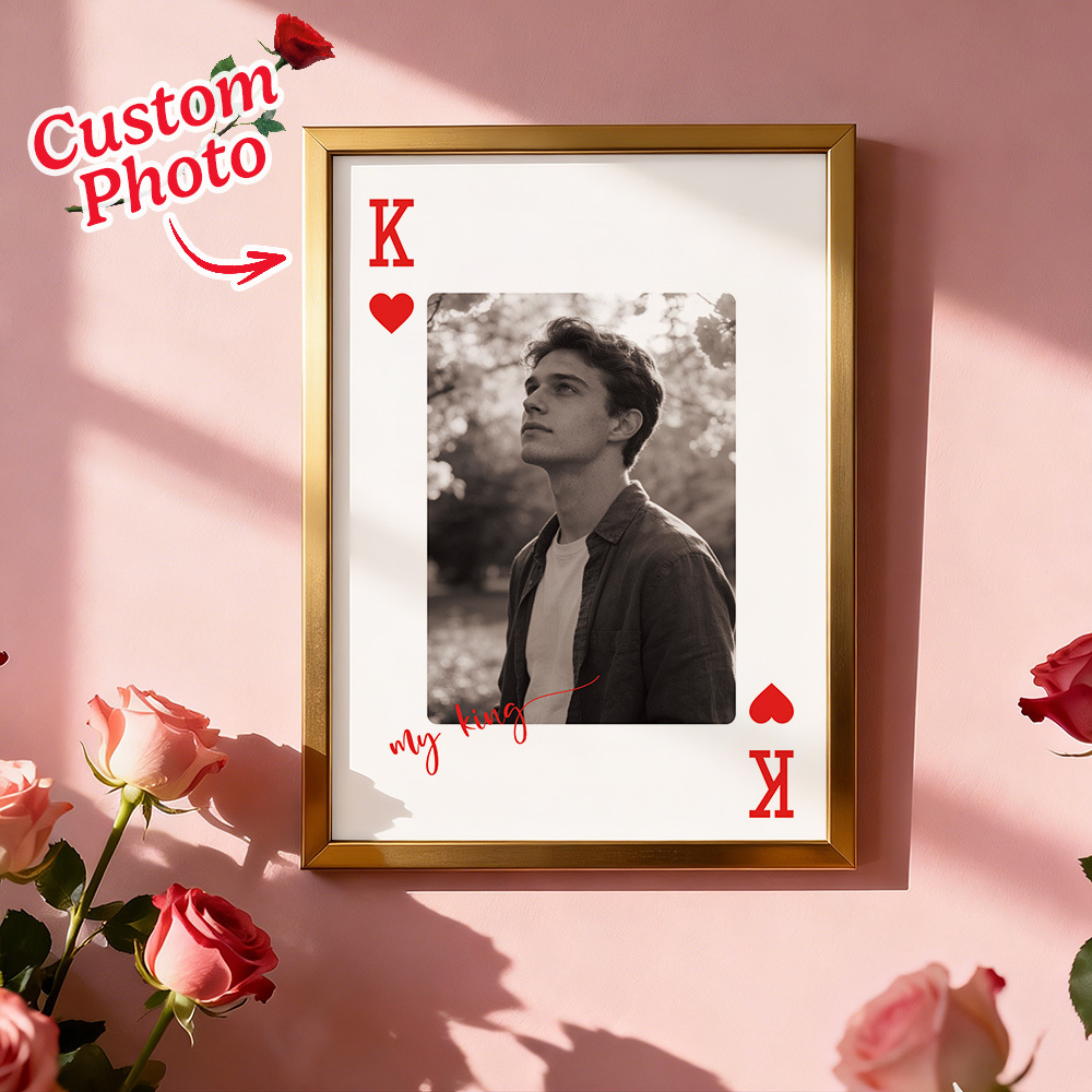 Custom King & Queen Playing Card Photo Frame Custom Photo Memory Decor Valentine’s Day Gift