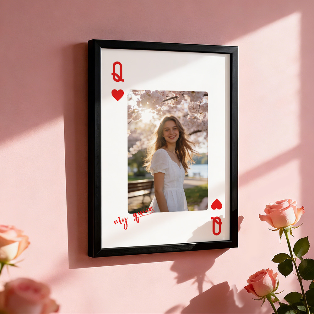 Custom King & Queen Playing Card Photo Frame Custom Photo Memory Decor Valentine’s Day Gift