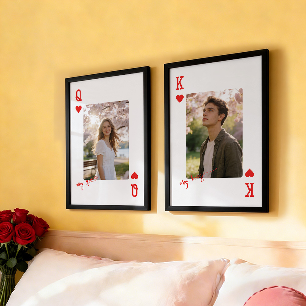 Custom King & Queen Playing Card Photo Frame Custom Photo Memory Decor Valentine’s Day Gift