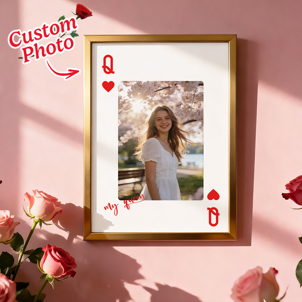 Custom King & Queen Playing Card Photo Frame Custom Photo Memory