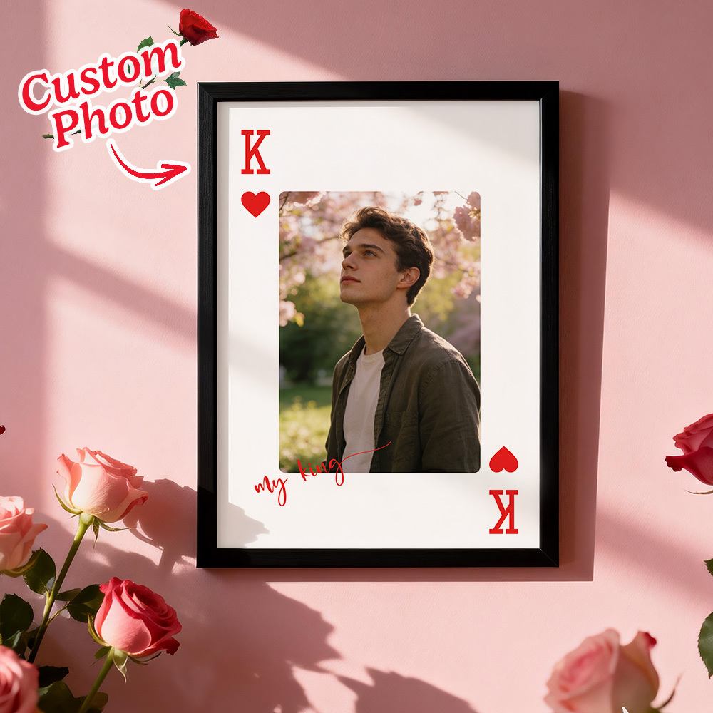 Custom King & Queen Playing Card Photo Frame Custom Photo Memory Decor Valentine’s Day Gift