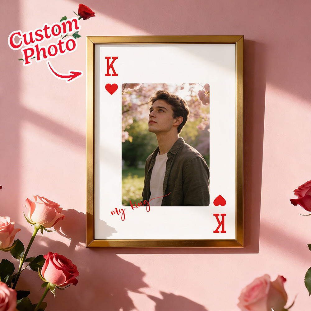 Custom King & Queen Playing Card Photo Frame Custom Photo Memory Decor Valentine’s Day Gift