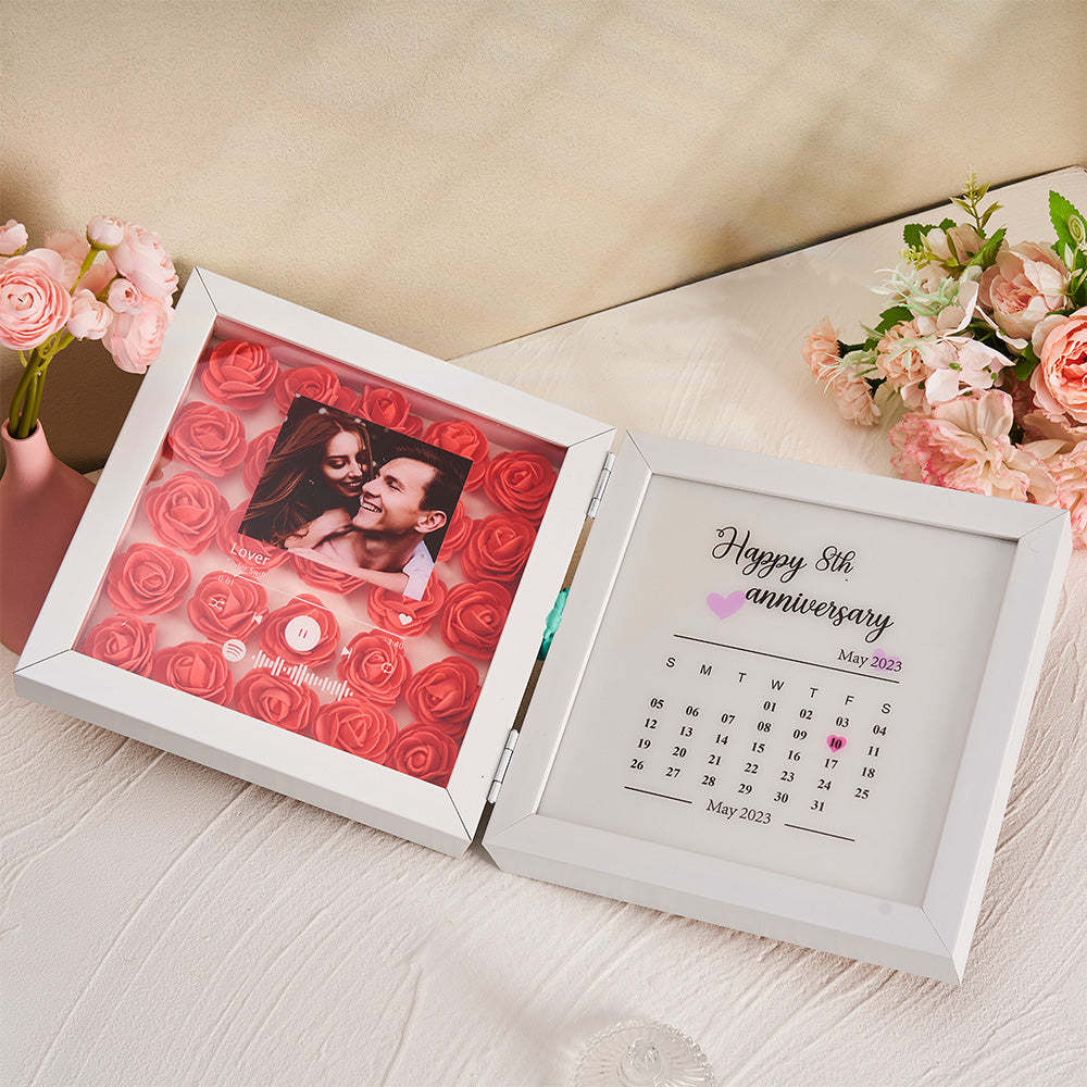 Personalized Photo Rose Flower Foldable Frame Custom Music Code Anniversary Gift for Couple - photomoonlamp
