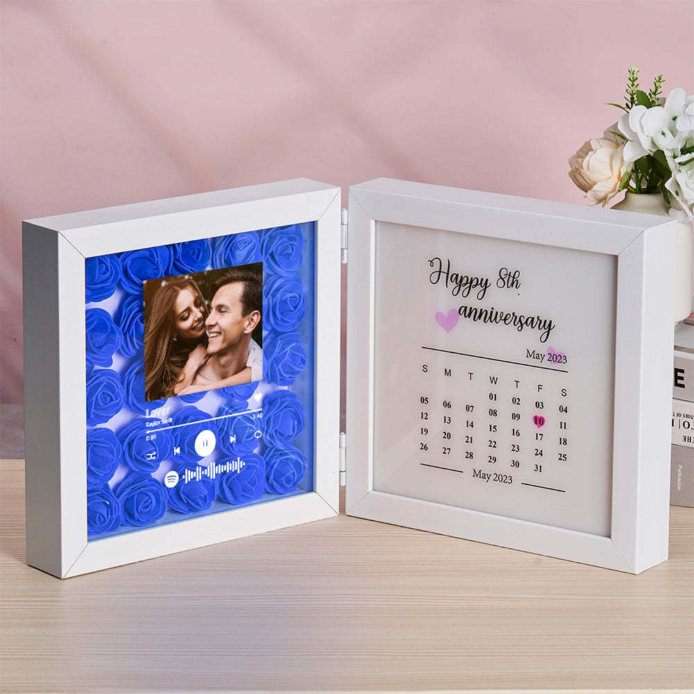 Personalized Photo Rose Flower Foldable Frame Custom Music Code Anniversary Gift for Couple - photomoonlamp