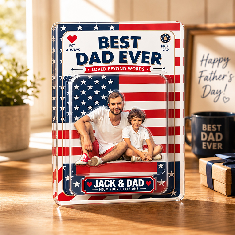 Custom Photo Best Dad Ever Acrylic Plaque - Personalized Gifts For Dad