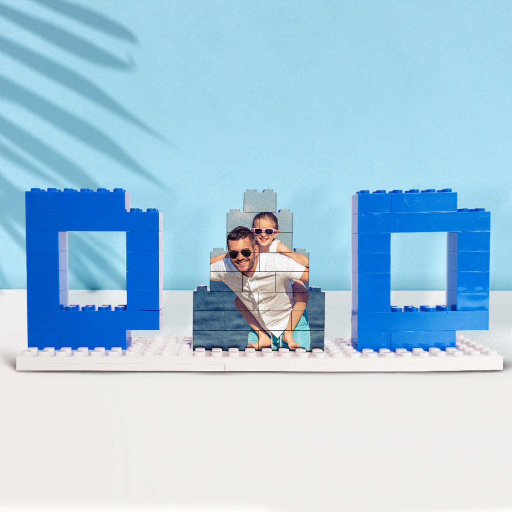 Personalized Dad Photo Building Brick Puzzles Photo Block Father's Day Gifts - photomoonlamp