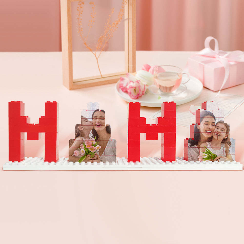 Personalized Mama Photo Building Brick Puzzles Photo Block Mother's Day Gifts - photomoonlamp