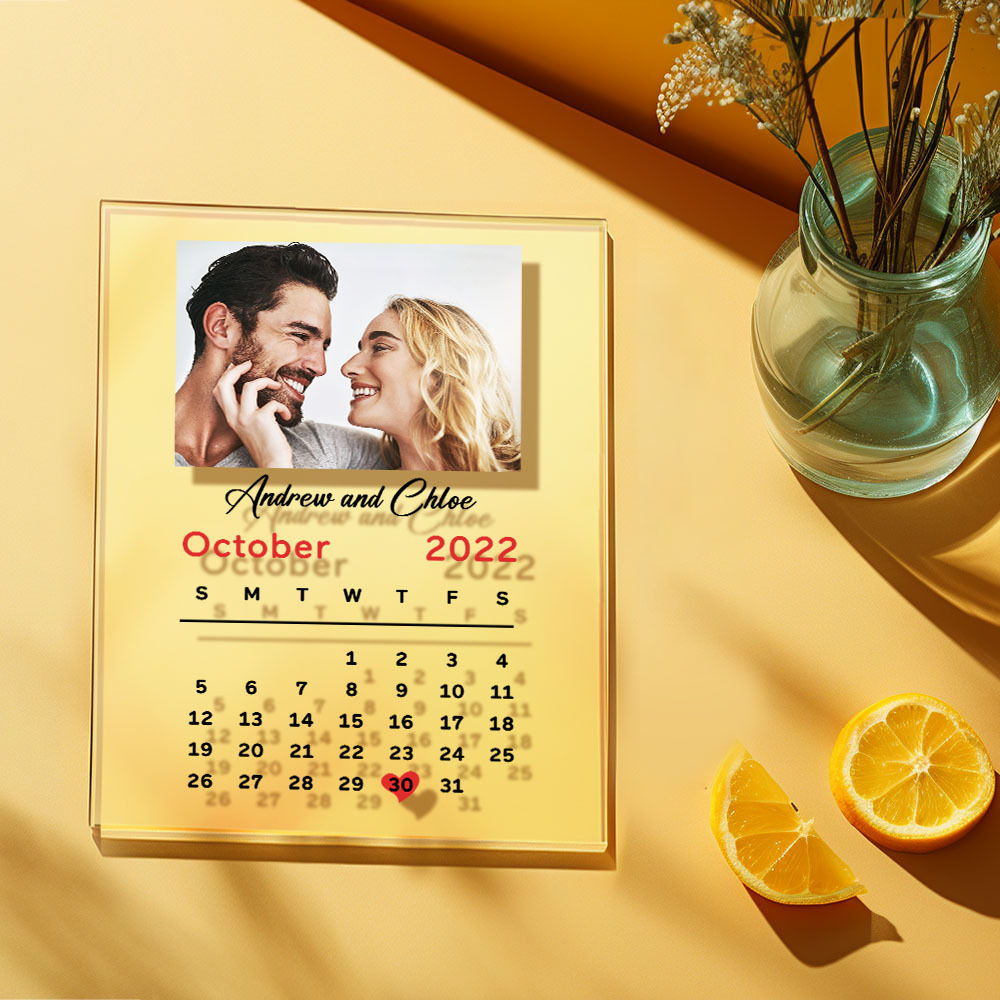 Custom Photo Anniversary Calendar Acrylic Plaque Home Decor Gift For Couples