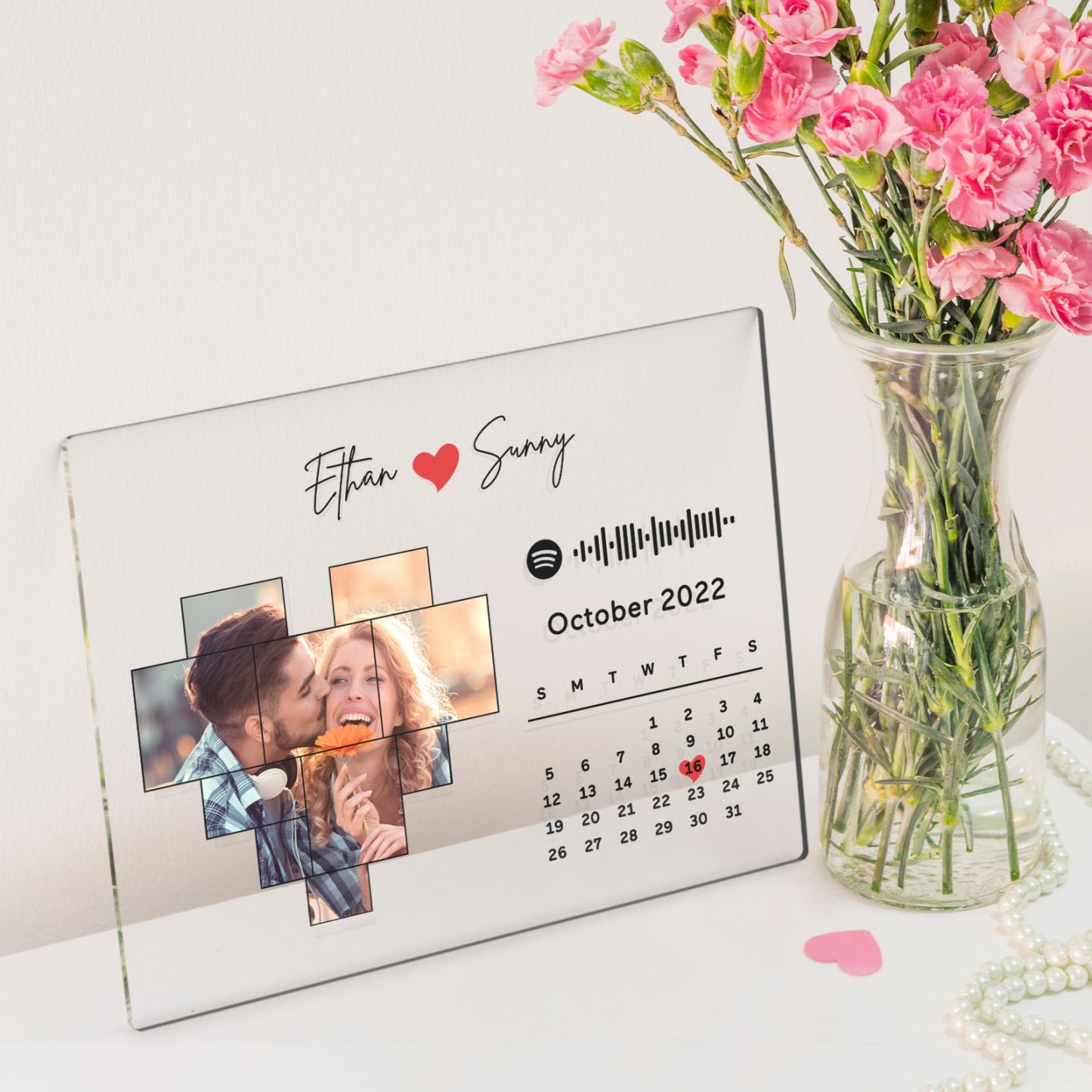 Personalied Photo Calendar Acrylic Plaque Spotify Song Decor Anniversary Gift