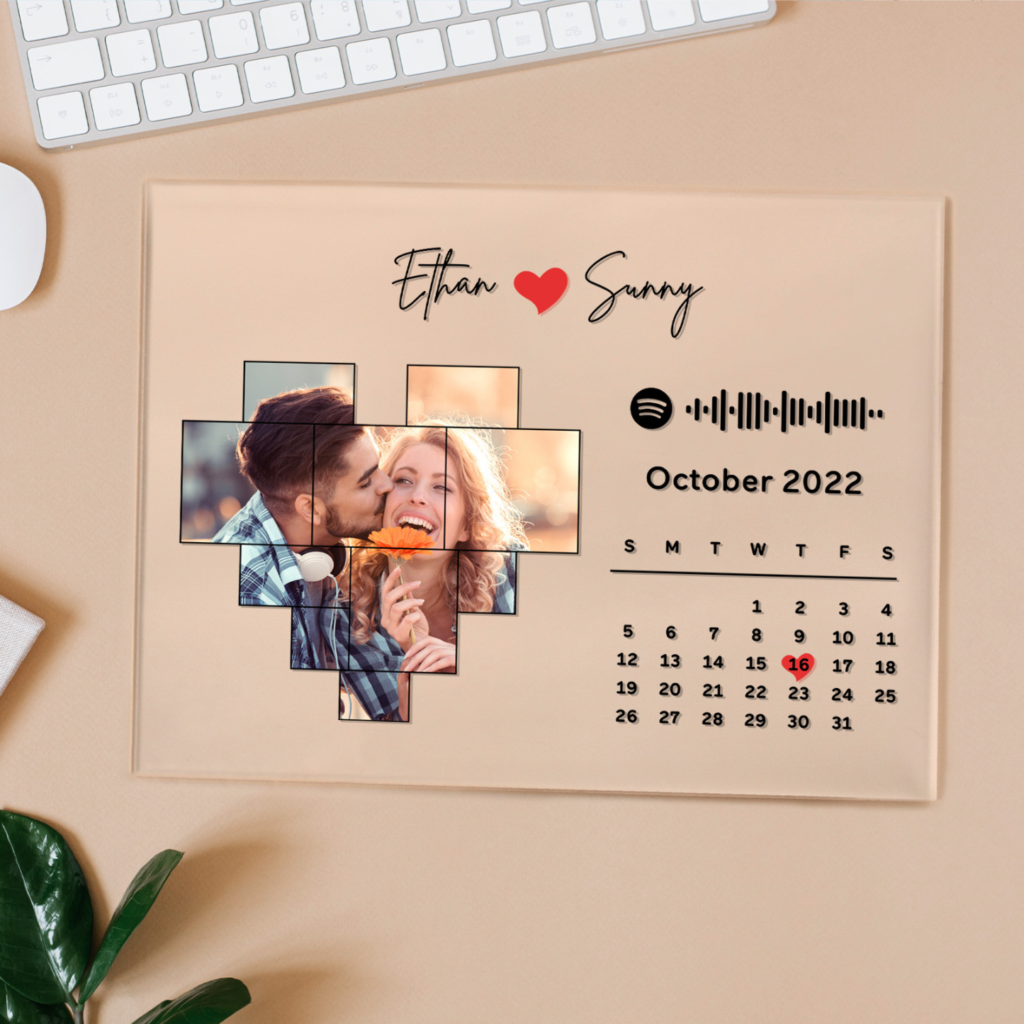 Personalied Photo Calendar Acrylic Plaque Spotify Song Decor Anniversary Gift