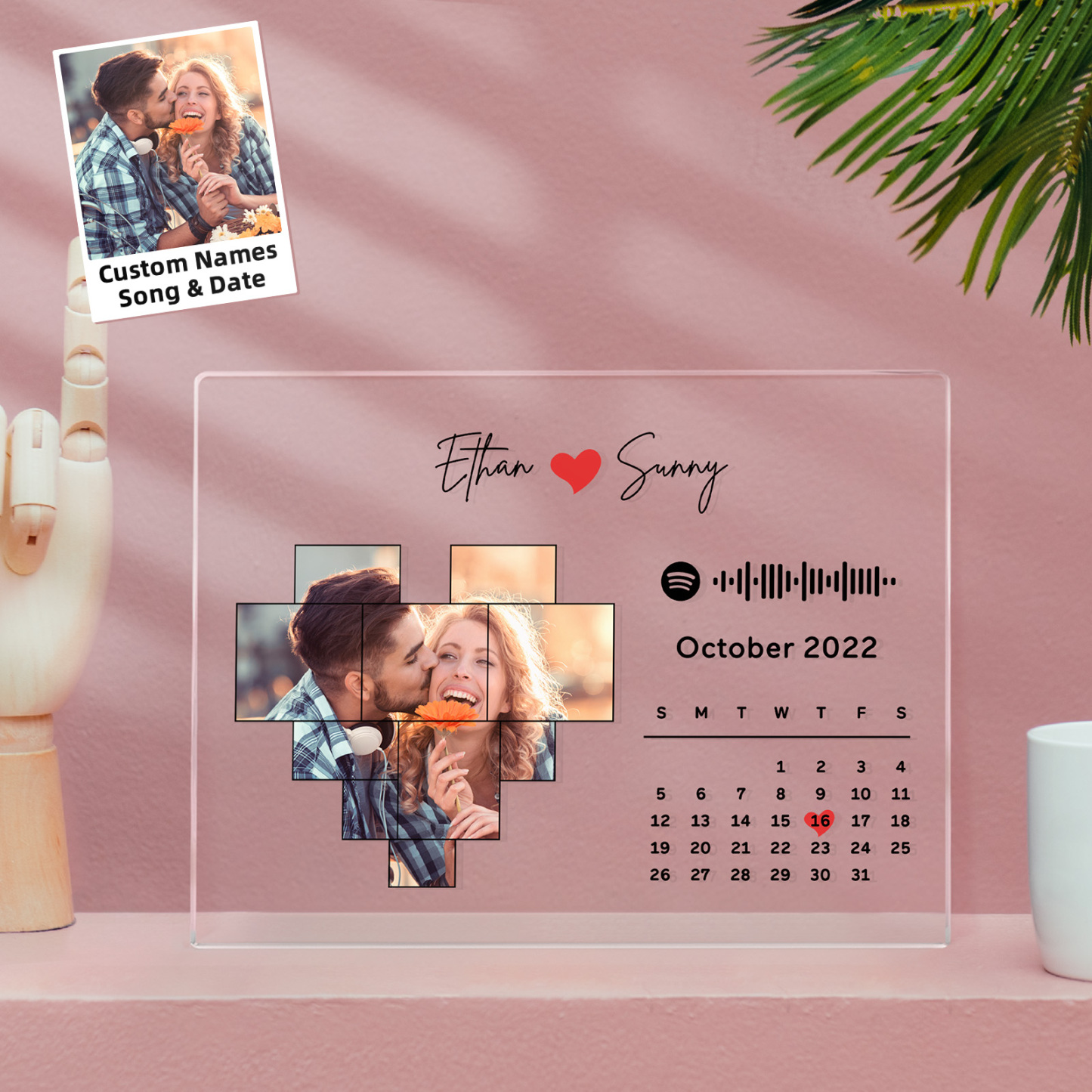Personalied Photo Calendar Acrylic Plaque Spotify Song Decor Anniversary Gift