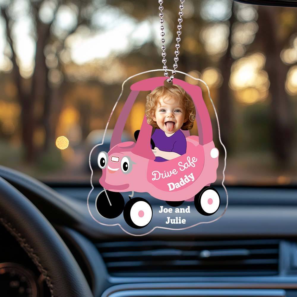 Christmas Gifts for Father Kid Face Toy Car Drive Safe Daddy Baby Photo Face Father's Day Gift New Dad Gift 1st Fathers Day Gift For Him Two Photos