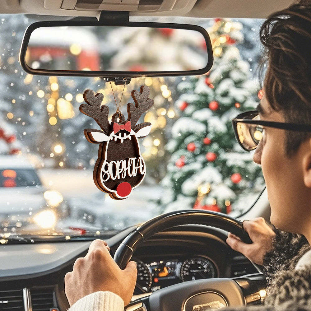 Personalized Reindeer Ornament with Name Christmas Tree Decorations Gift - PhotoMoonLamp