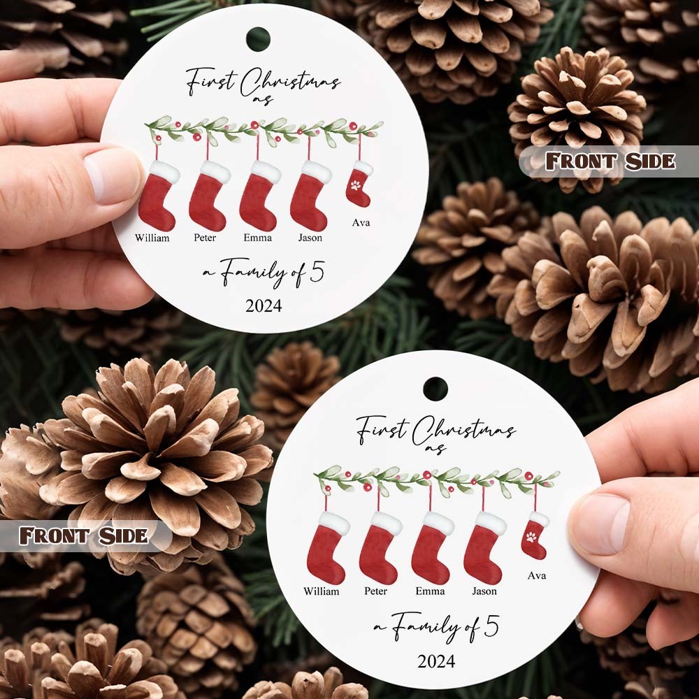 Personalised First Christmas as a Family Ornament with Family Name First Christmas Ornament - Giftlab