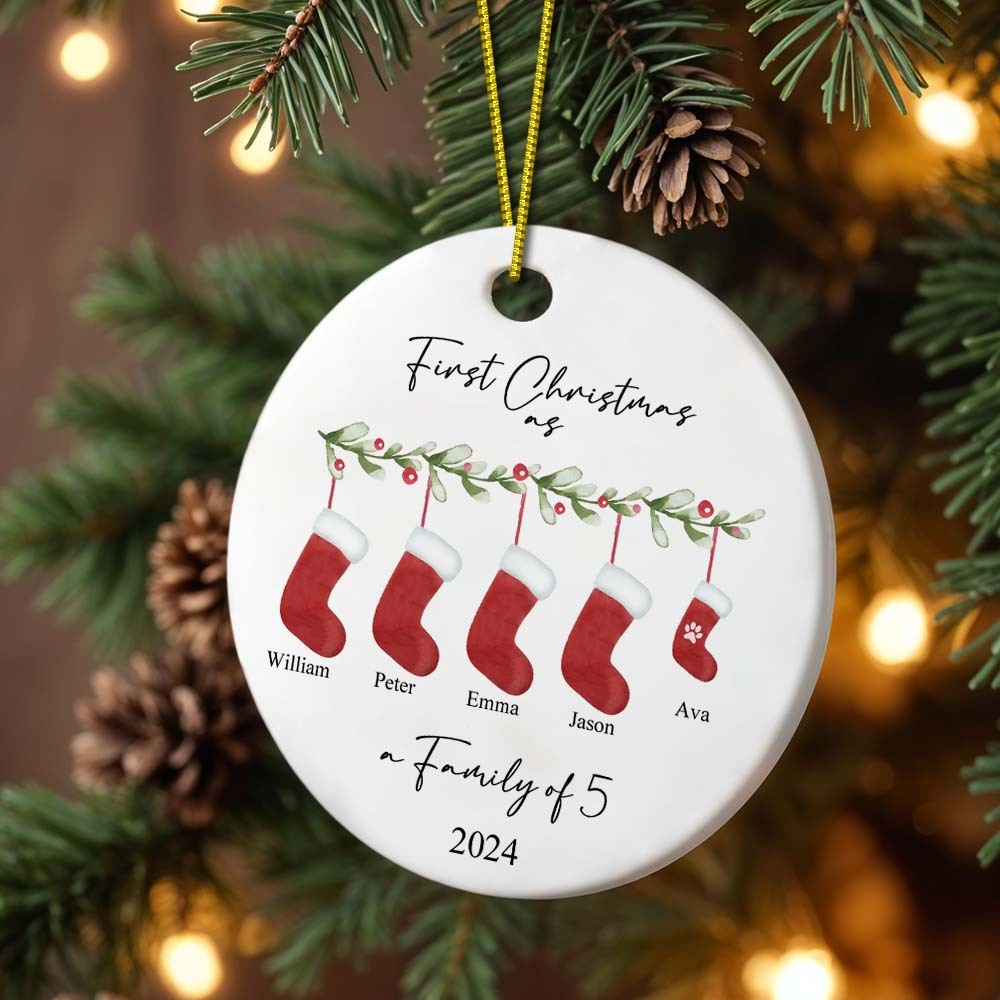 Personalised First Christmas as a Family Ornament with Family Name First Christmas Ornament - Giftlab