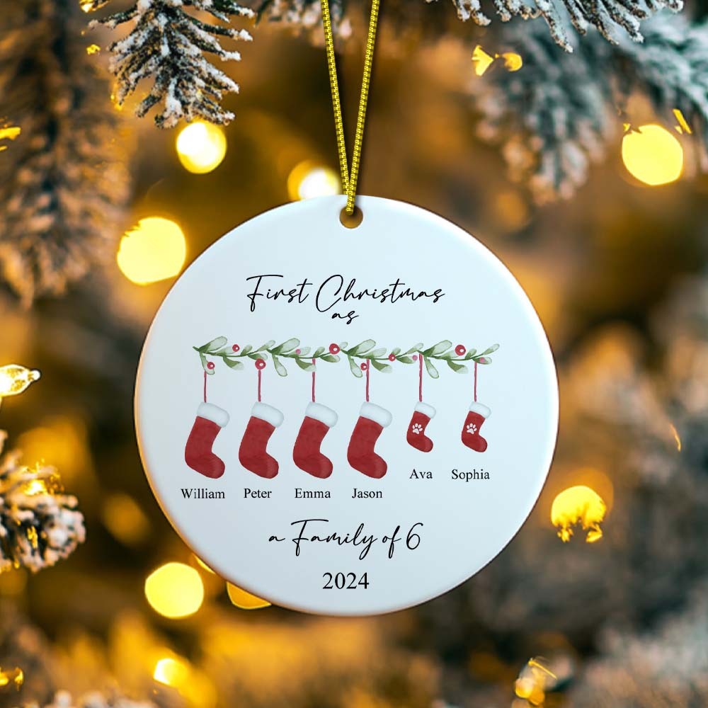 Personalised First Christmas as a Family Ornament with Family Name First Christmas Ornament - Giftlab
