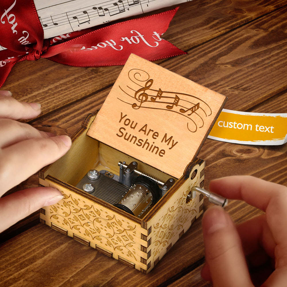 Custom Engraved Music Box Custom Text Antique Music Box Anniversary Gifts You Are My Sunshine - SantaSocks