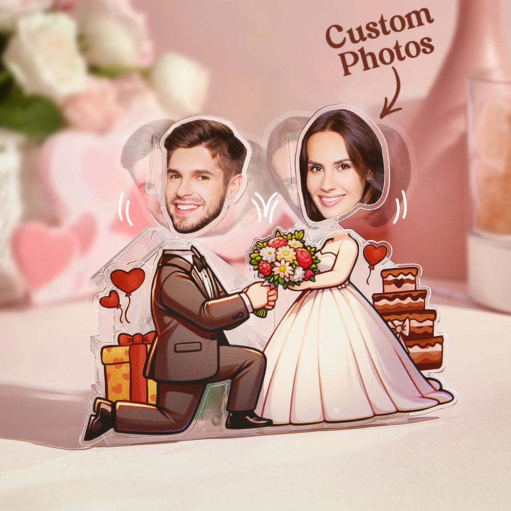 Personalized Face Couple Shaking Head Standee Gift for Couple - PhotoMoonLamp