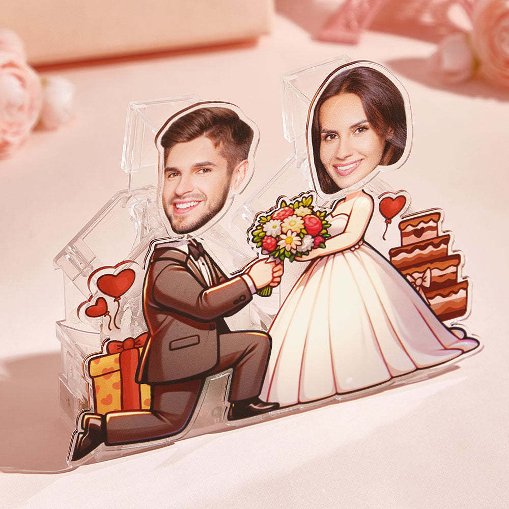 Personalized Face Couple Shaking Head Standee Gift for Couple - PhotoMoonLamp