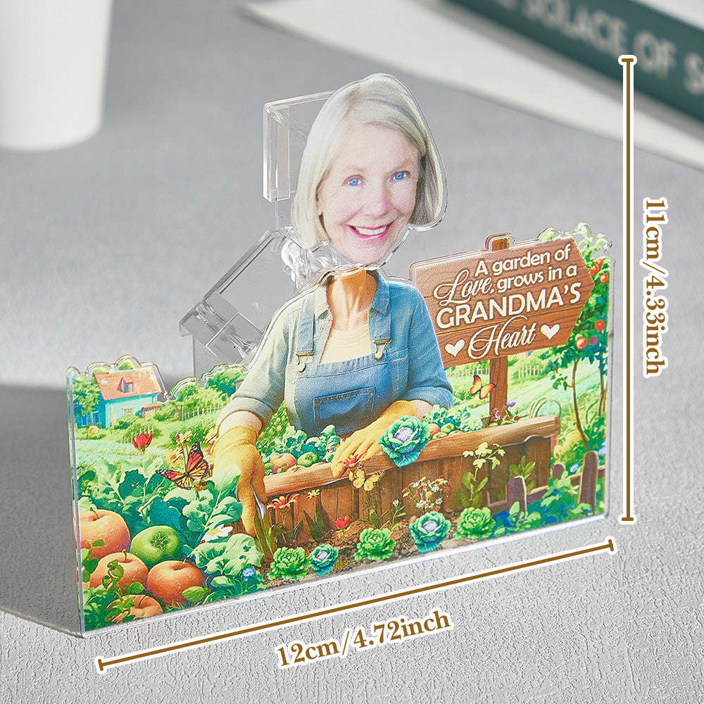 Personalized Face Grandma's Garden Shaking Head Standee Gift for Grandma - PhotoMoonLamp
