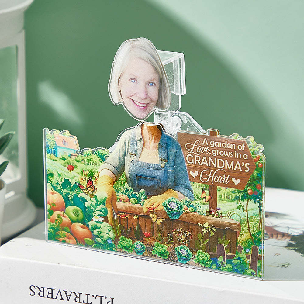 Personalized Face Grandma's Garden Shaking Head Standee Gift for Grandma - PhotoMoonLamp