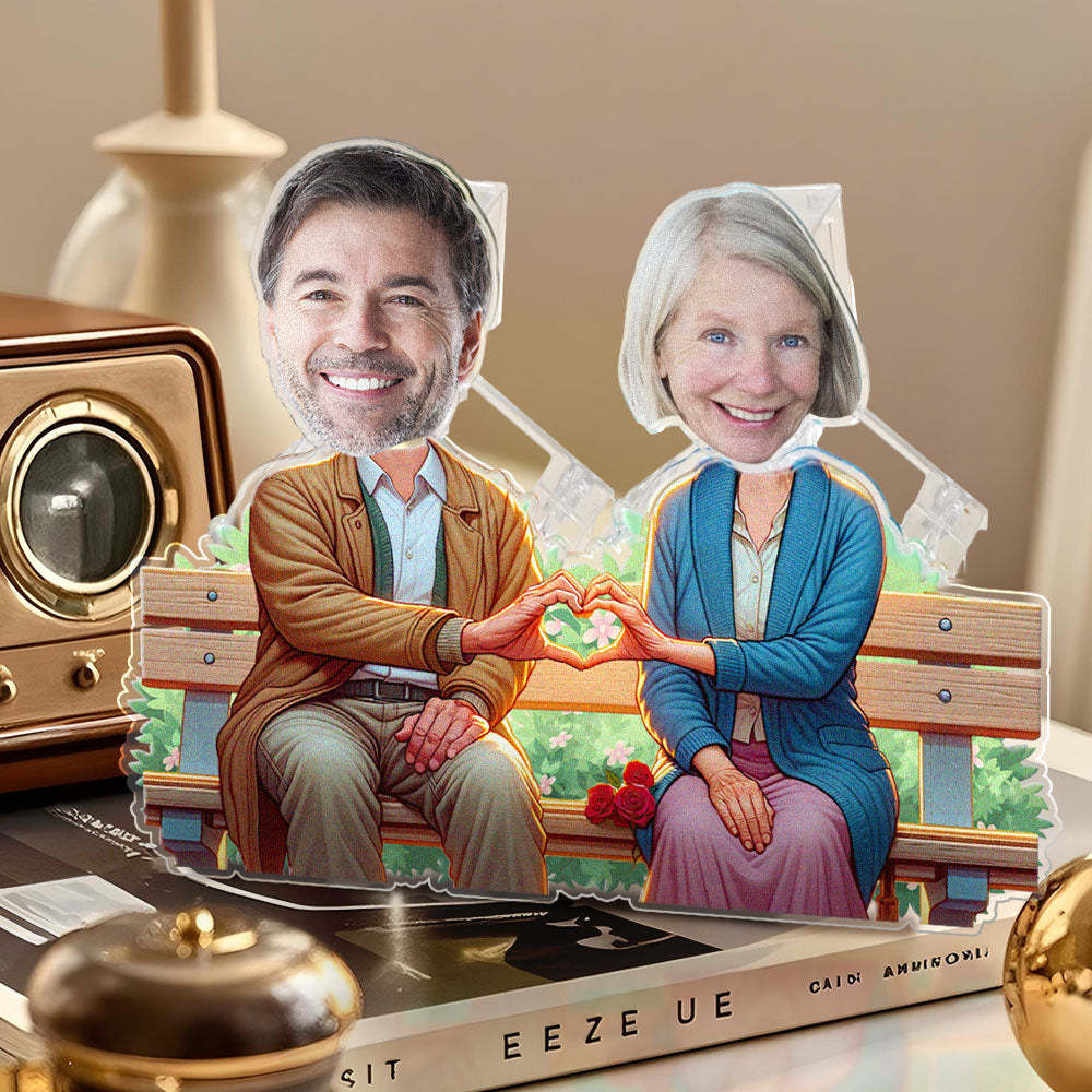 Personalized Face Grow Old Together Shaking Head Standee Gift for Dad and Mom - PhotoMoonLamp
