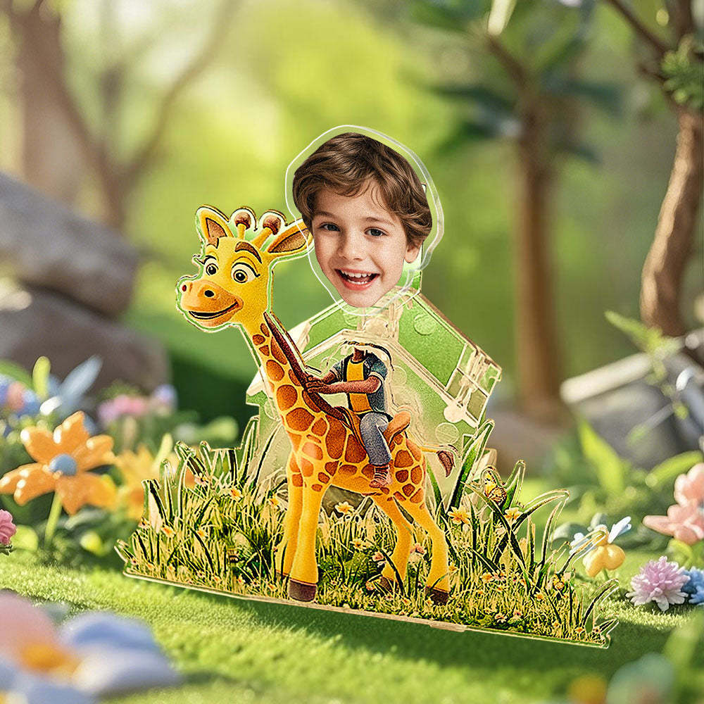 Personalized Face Kids and Animal Shaking Head Standee Gift for Kids - PhotoMoonLamp