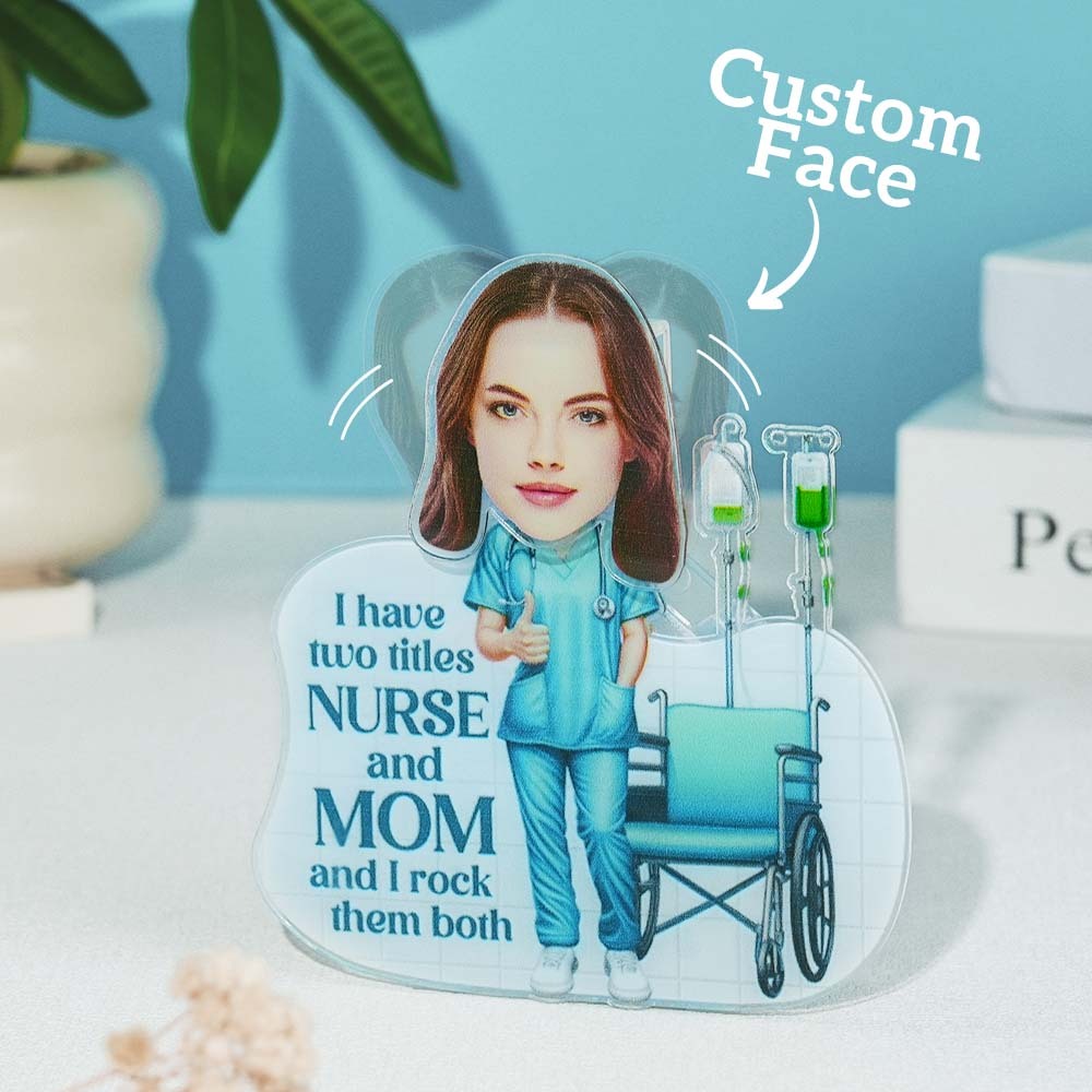 Personalized Face Nurse and Mom Shaking Head Standee Gift for Mom - PhotoMoonLamp