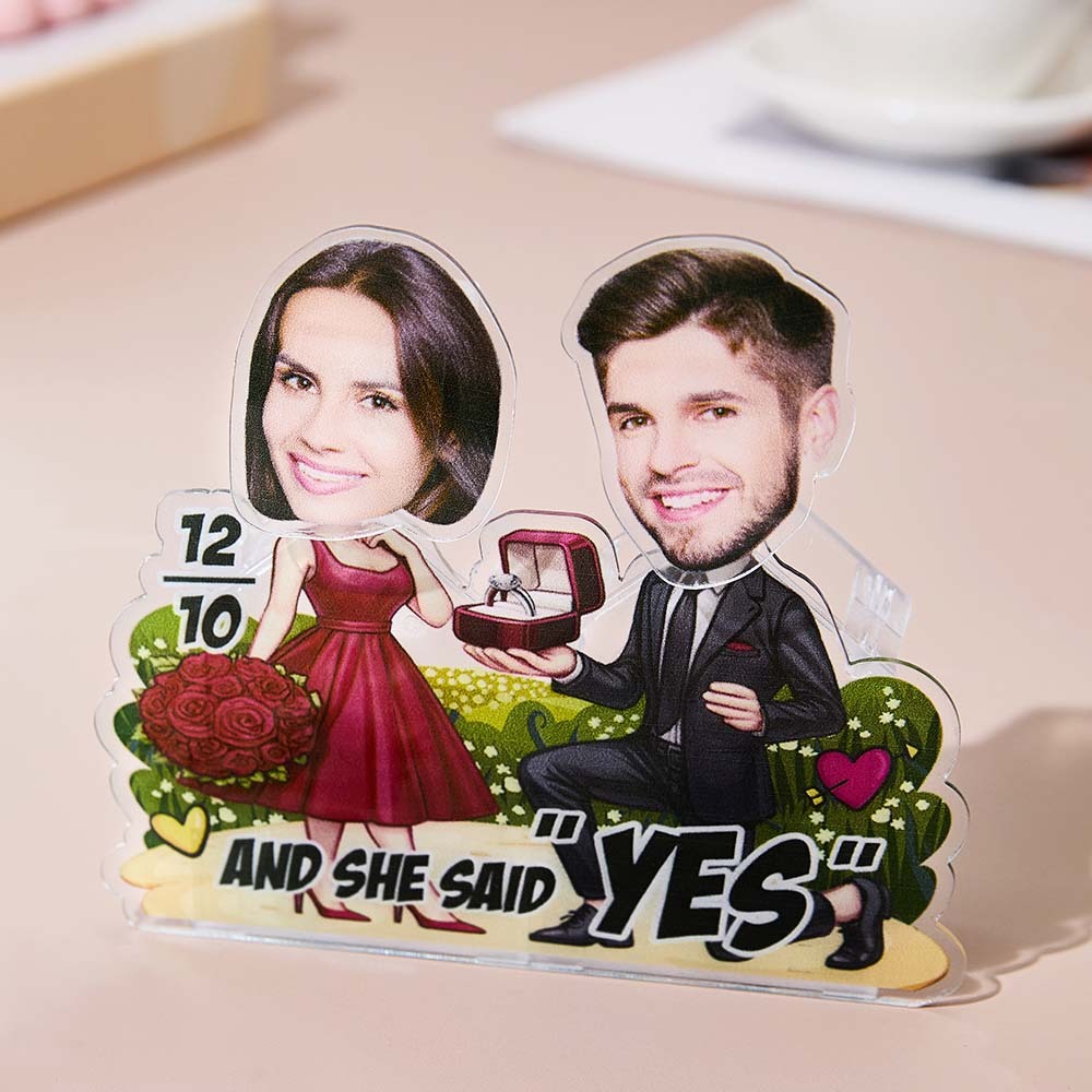 Personalized Face Propose Shaking Head Standee Gift for Couple - PhotoMoonLamp