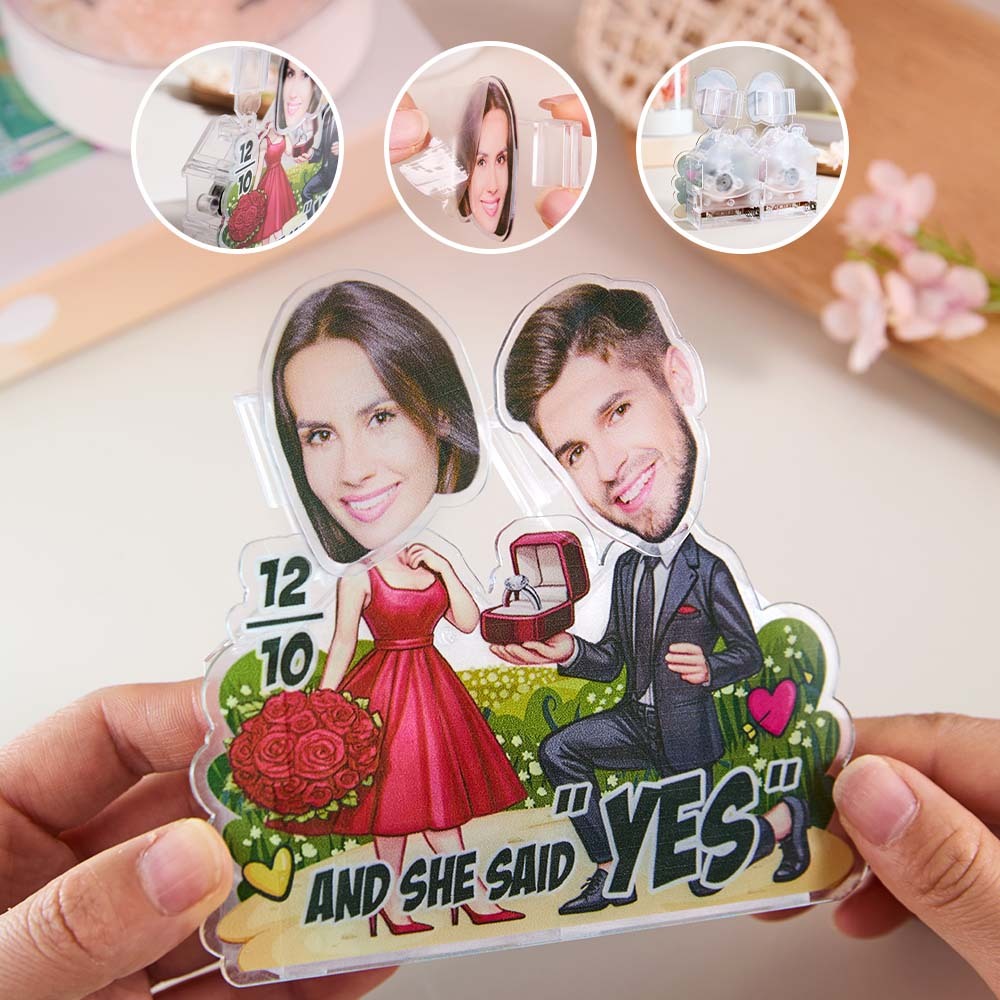 Personalized Face Propose Shaking Head Standee Gift for Couple - PhotoMoonLamp