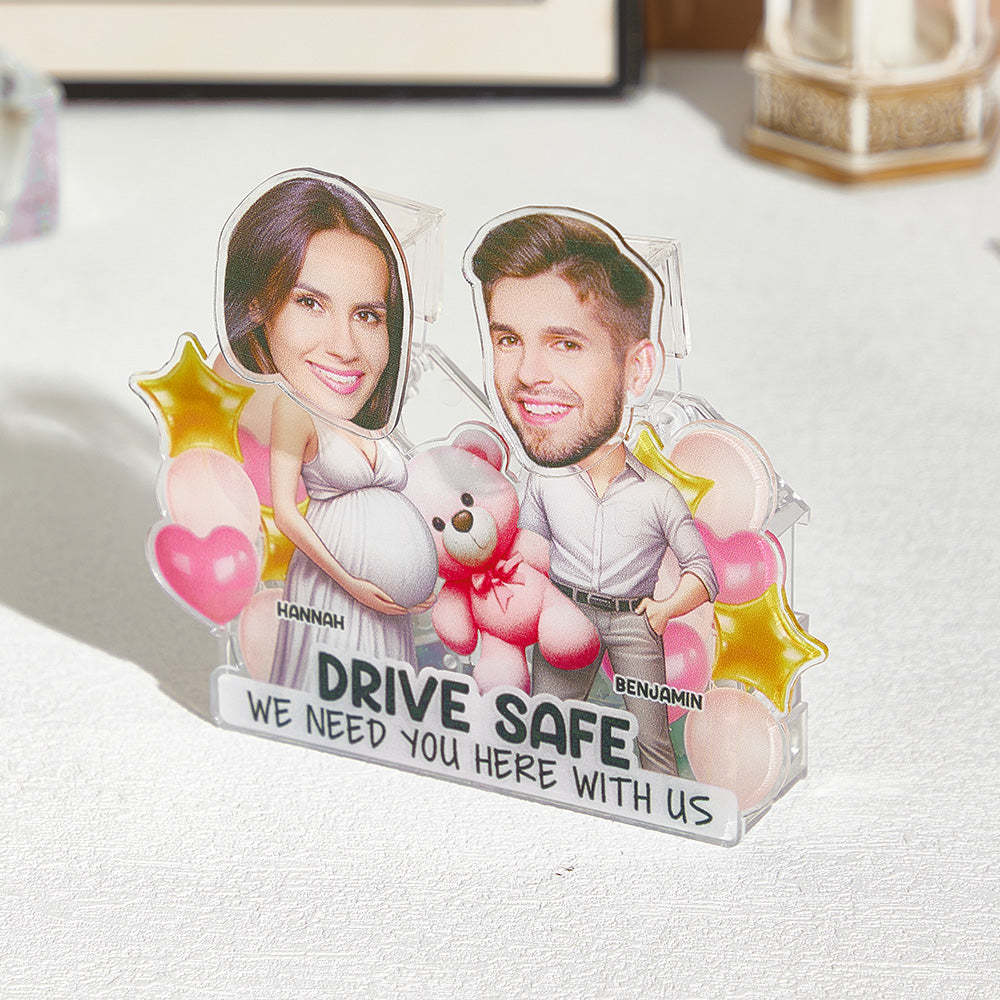 Personalized Face Drive Safe Couple Shaking Head Standee Gift for Couple - PhotoMoonLamp