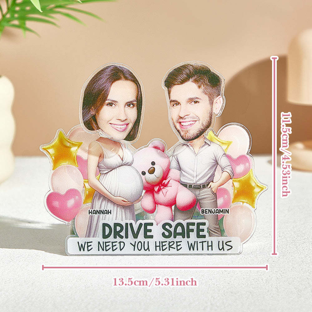 Personalized Face Drive Safe Couple Shaking Head Standee Gift for Couple - PhotoMoonLamp