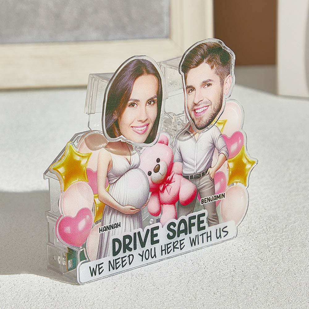 Personalized Face Drive Safe Couple Shaking Head Standee Gift for Couple - PhotoMoonLamp