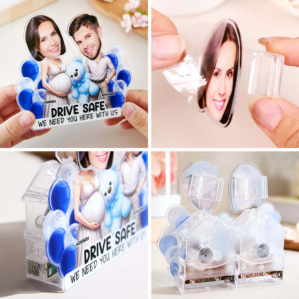 Personalized Face Drive Safe Couple Shaking Head Standee Gift for Couple - PhotoMoonLamp