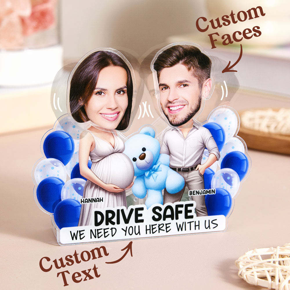 Personalized Face Drive Safe Couple Shaking Head Standee Gift for Couple - PhotoMoonLamp