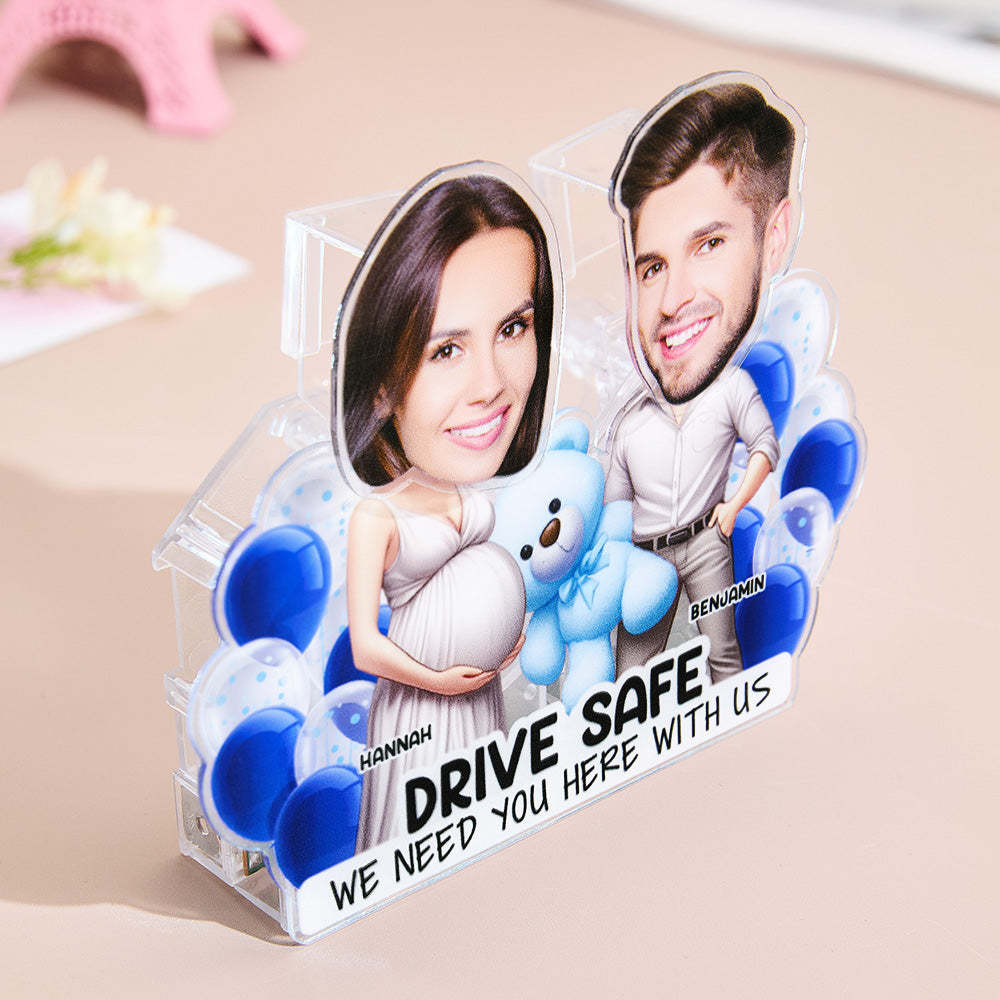 Personalized Face Drive Safe Couple Shaking Head Standee Gift for Couple - PhotoMoonLamp