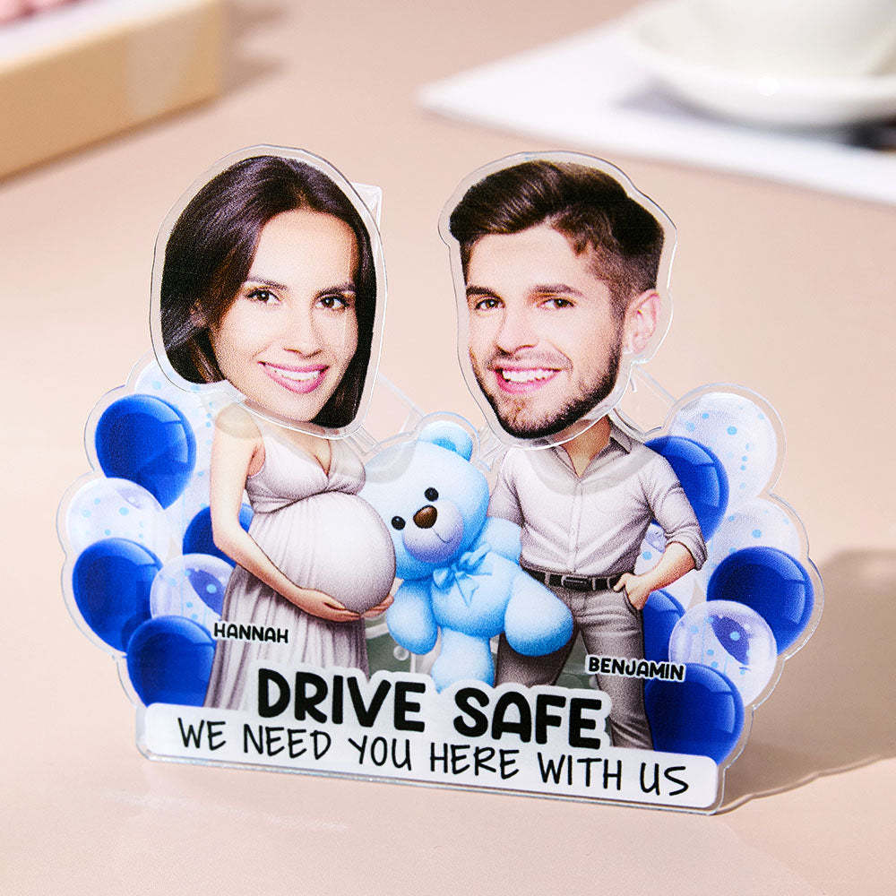 Personalized Face Drive Safe Couple Shaking Head Standee Gift for Couple - PhotoMoonLamp