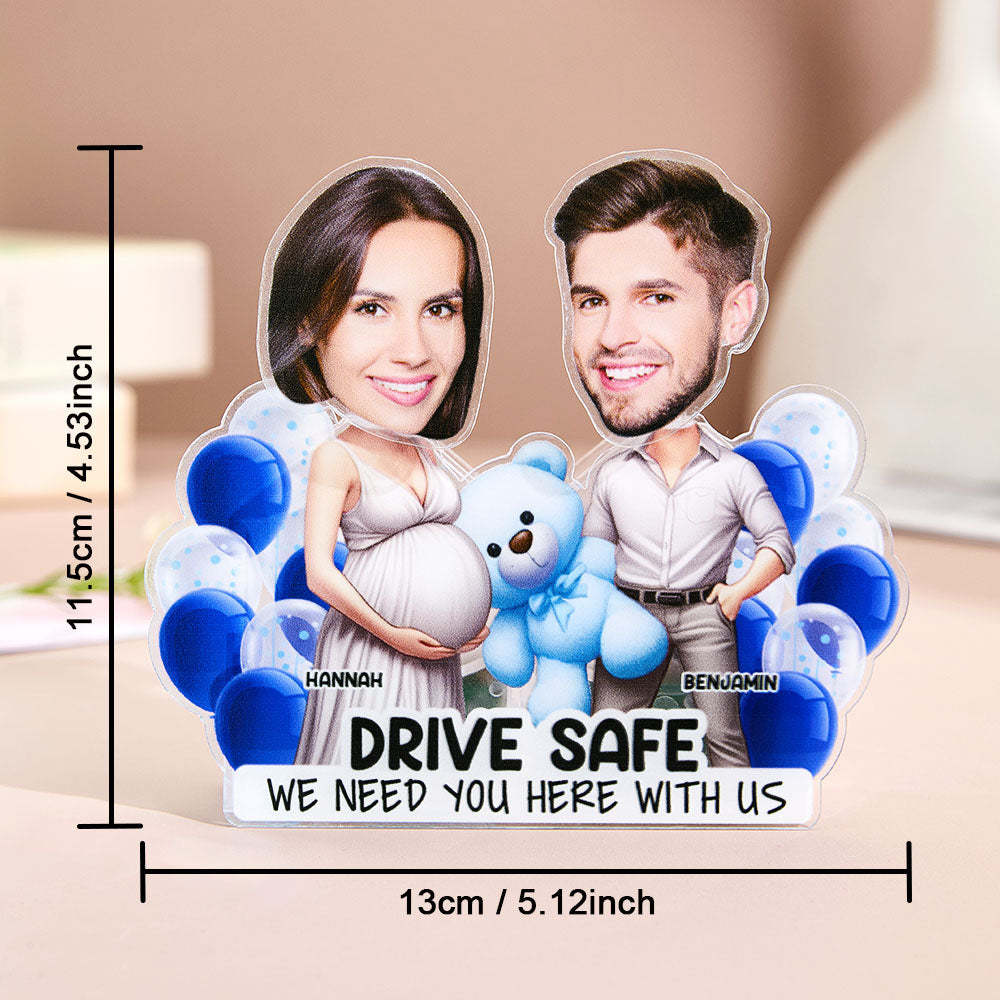 Personalized Face Drive Safe Couple Shaking Head Standee Gift for Couple - PhotoMoonLamp